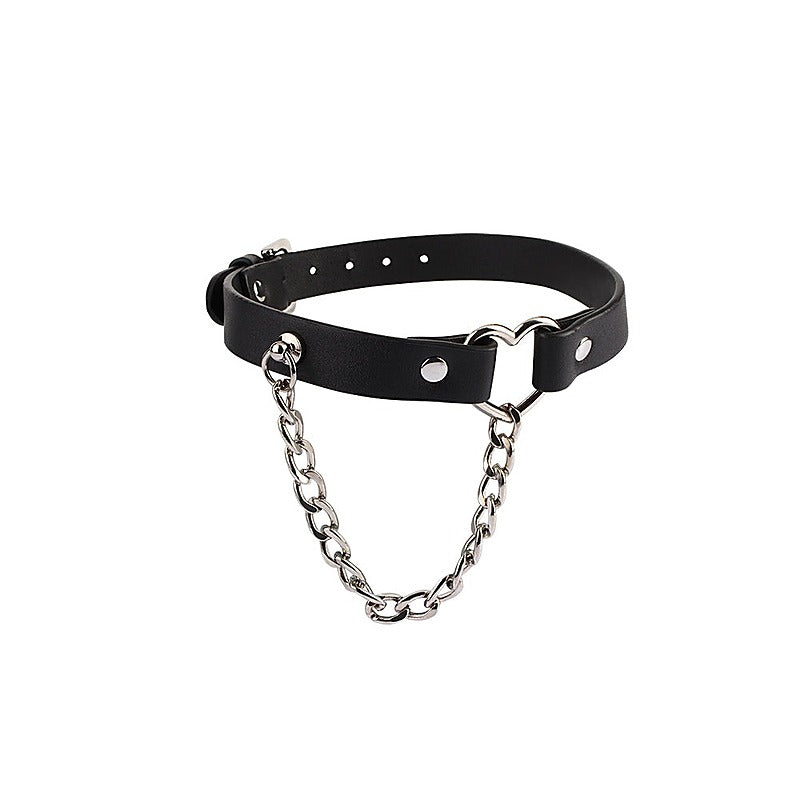 Fetish Play Heart Collar with Chain by Chisa - Collars and Leads