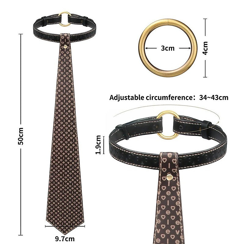 Bondage Tie Collar With Adjustable Strap by Lovetoy - Collars and Leads