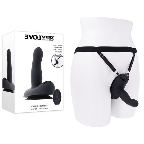 Evolved COME CLOSER Vibrating Strap-On with Remote - Strap On Sextoys