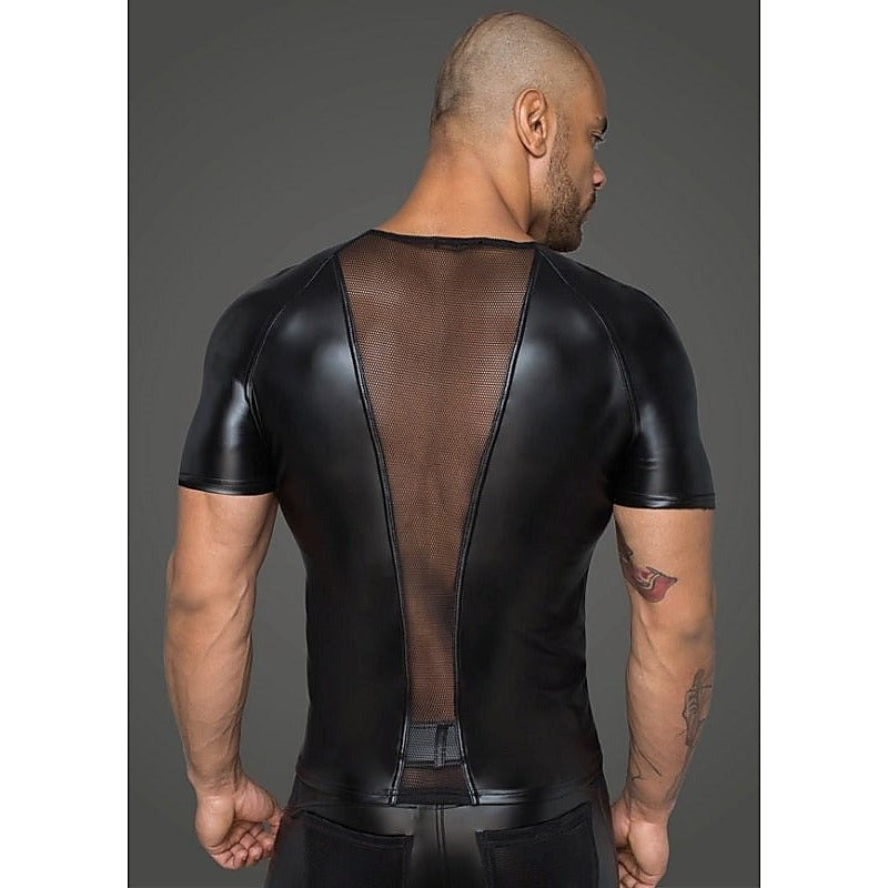 Power Wetlook Men T-shirt With 3D Net by Noir Handmade - Mens Briefs And Boxers