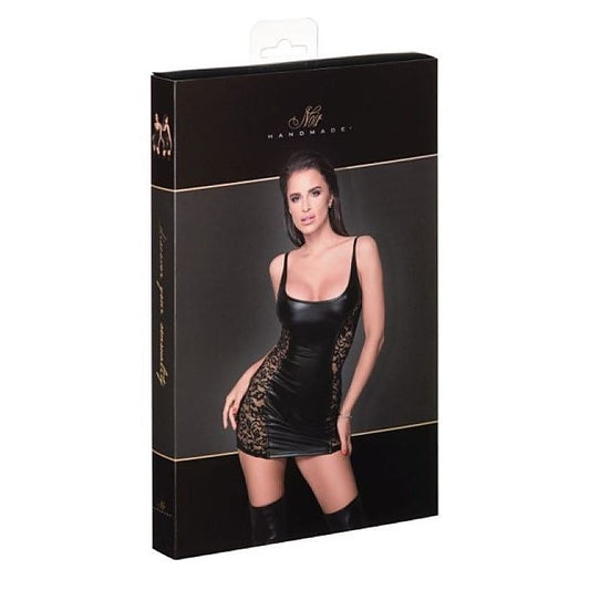 Noir Handmade Power Wetlook Dress - Lace Inserts for Sexy, Playful Look - Fancy Dress Ups
