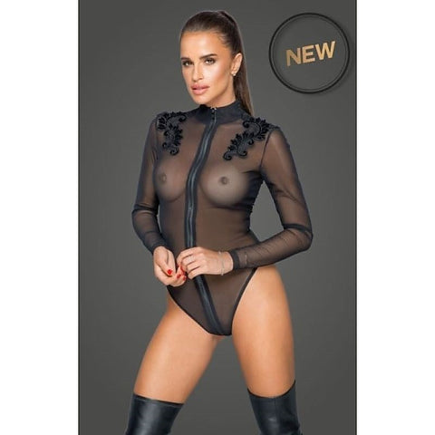Elegant Embroidered Tulle Bodysuit by Noir Handmade - Her Fetish