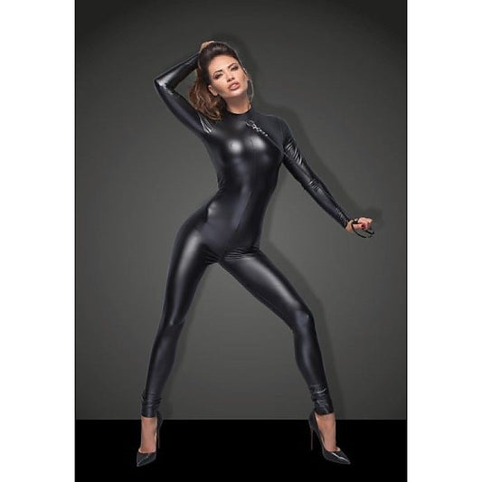 Sleek Wetlook Overall with Leash Accessory by Noir Handmade - Her Fetish