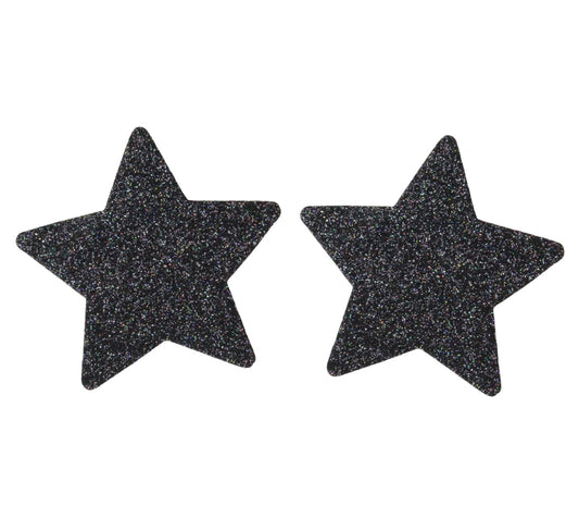 Love In Leather Glitter Star Womens Nipple Covers Black Breast and Nipple Toys