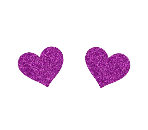 Love In Leather Glitter Heart Womens Nipple Covers - Breast and Nipple Toys