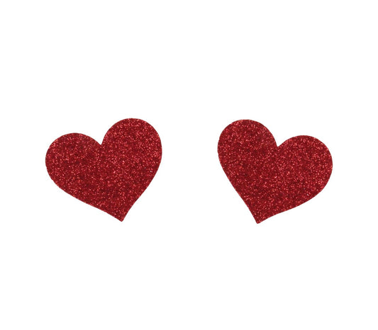 Love In Leather Glitter Heart Womens Nipple Covers Red Breast and Nipple Toys