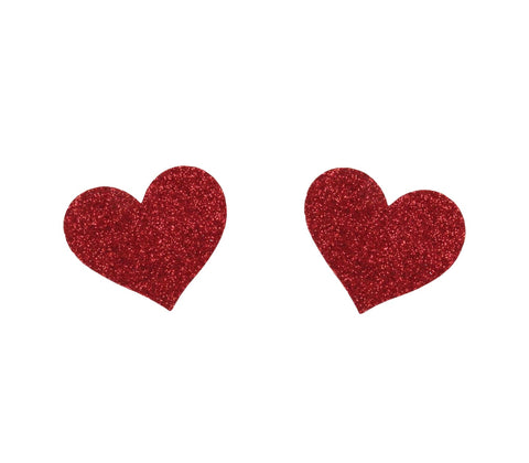 Love In Leather Glitter Heart Womens Nipple Covers - Breast and Nipple Toys