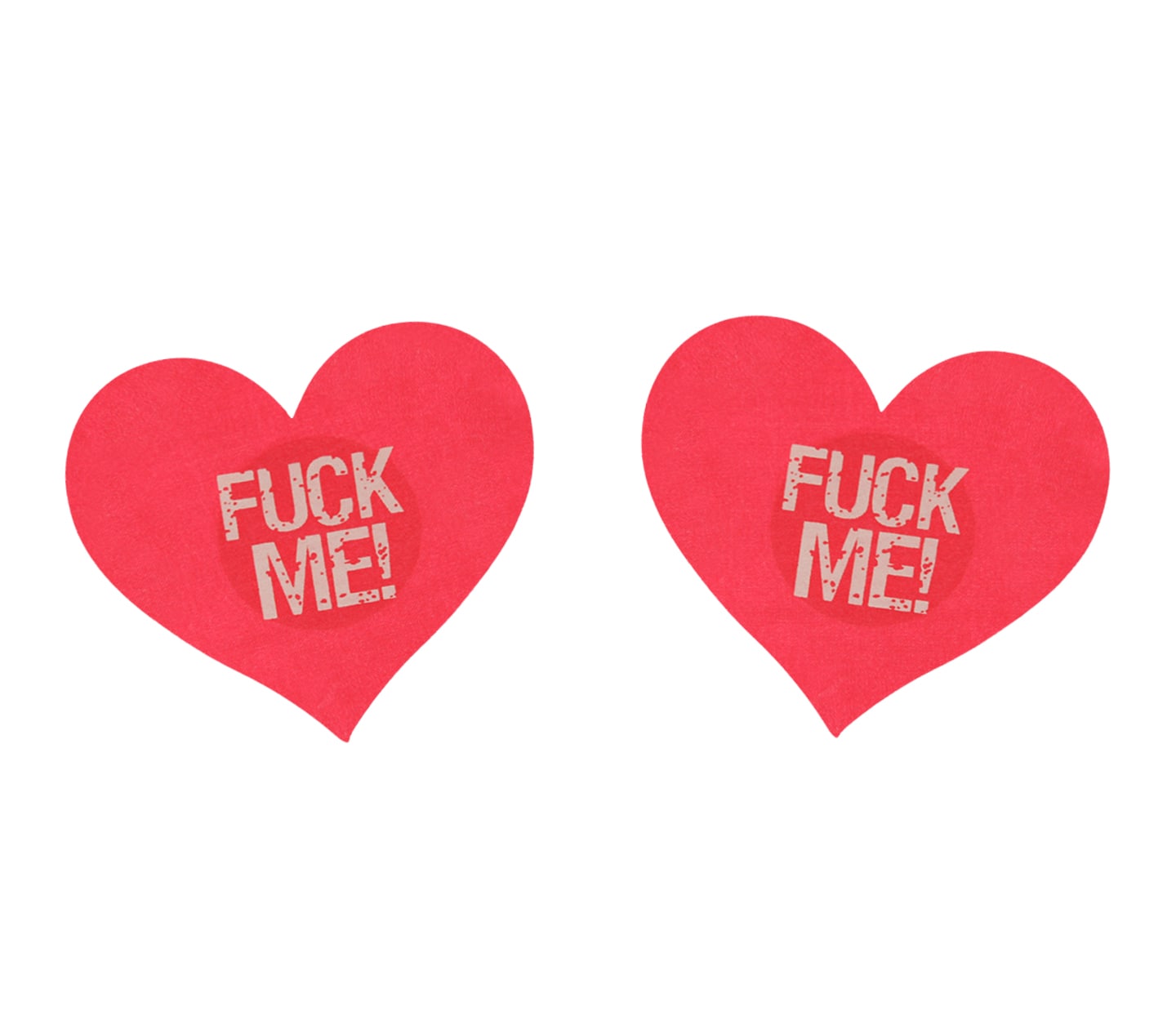 Love In Leather Fuck Me Satin Heart Nipple Pasties Red Breast and Nipple Toys
