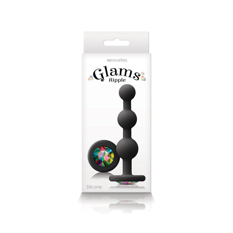 NS Novelties Glams Ripple Butt Plug with Rainbow Gem Base - Butt Plugs