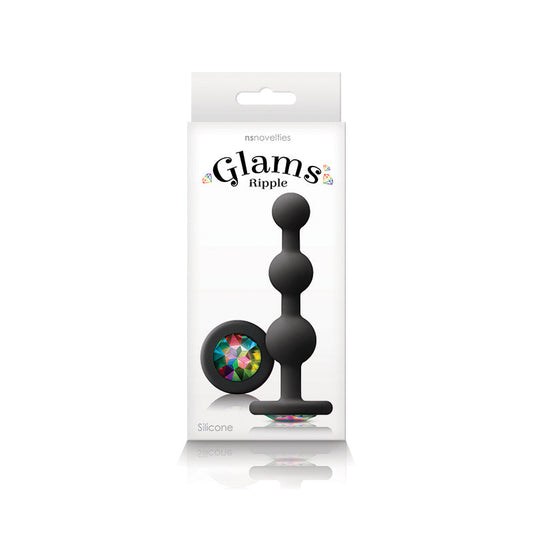 NS Novelties Glams Ripple Butt Plug with Rainbow Gem Base - Butt Plugs