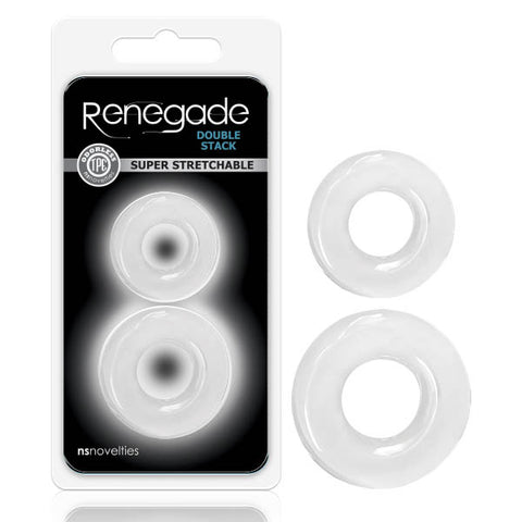 NS Novelties Renegade Double Stack Stretchy Cock Rings Set Clear - Cock Ring Sets