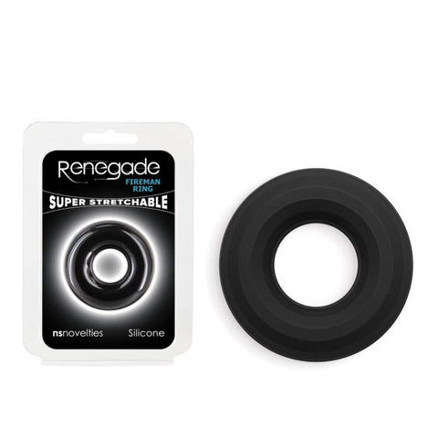 Renegade Fireman Stretchy Cock Ring Black - Stretchy Cock Rings