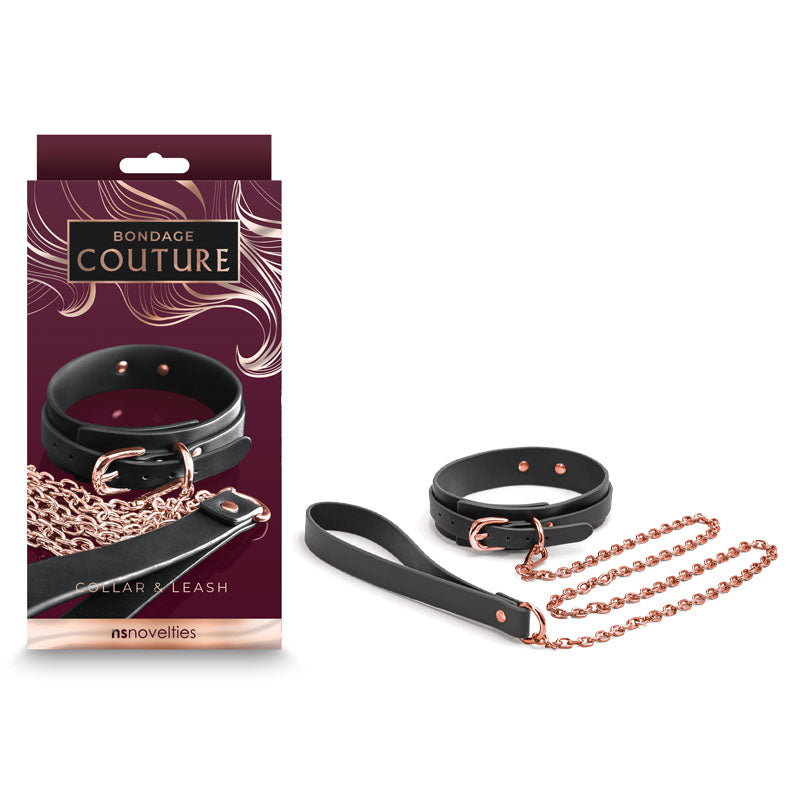 NS Novelties Bondage Couture Collar & Leash Black Collars and Leads