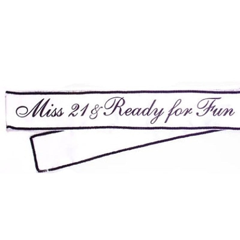 Miss 21 & Ready For Fun Sash by Little Genie - Party Gifts and Novelties