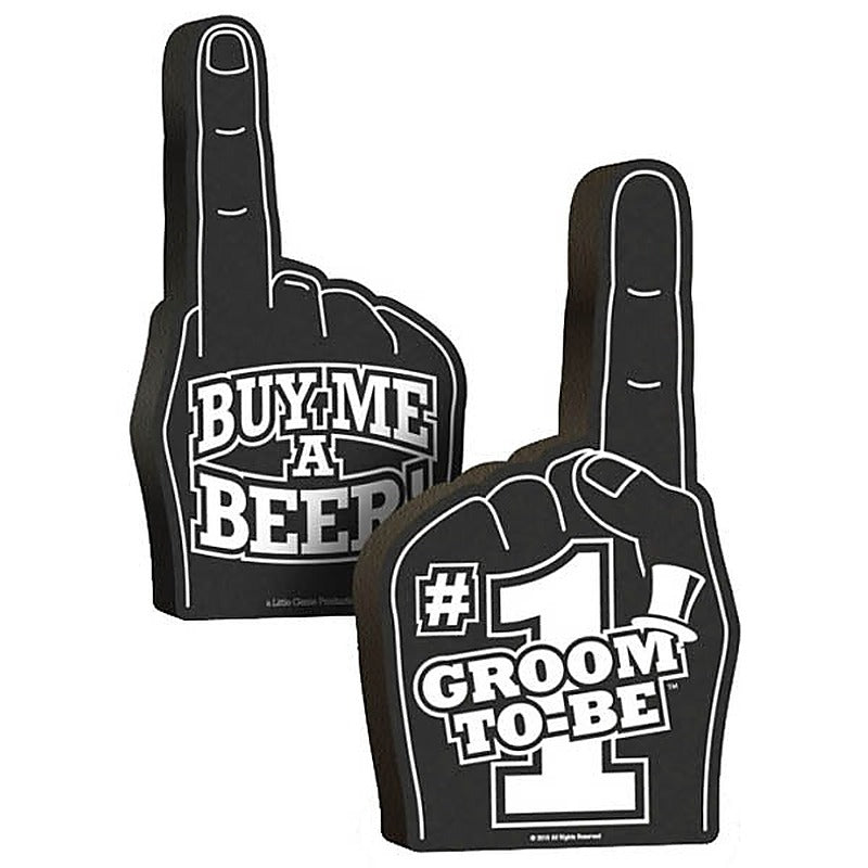 Premium Groom-To-Be Foam Hand by Little Genie - Bachelorette and Bucks