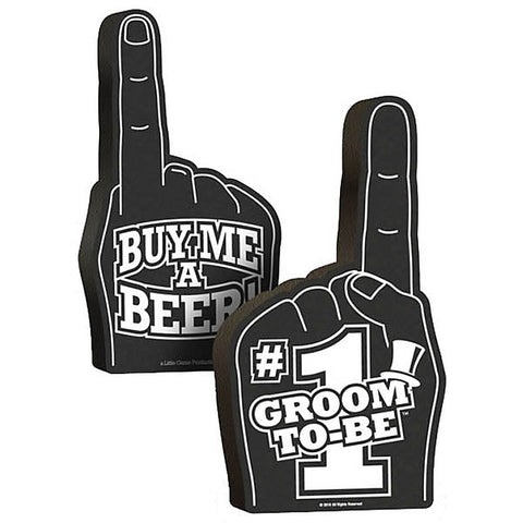 Premium Groom-To-Be Foam Hand by Little Genie - Bachelorette and Bucks