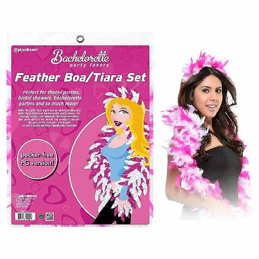 Pipedream Bachelorette Party Favors Feather Boa/Tiara Set - Sex Games, Coupons and Tricks