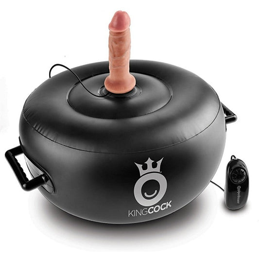 King Cock Vibrating Inflatable Dildo Hot Seat Black - Sex Machines