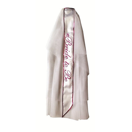 Bride-To-Be Veil White and Pink by Little Genie - Fancy Dress Ups