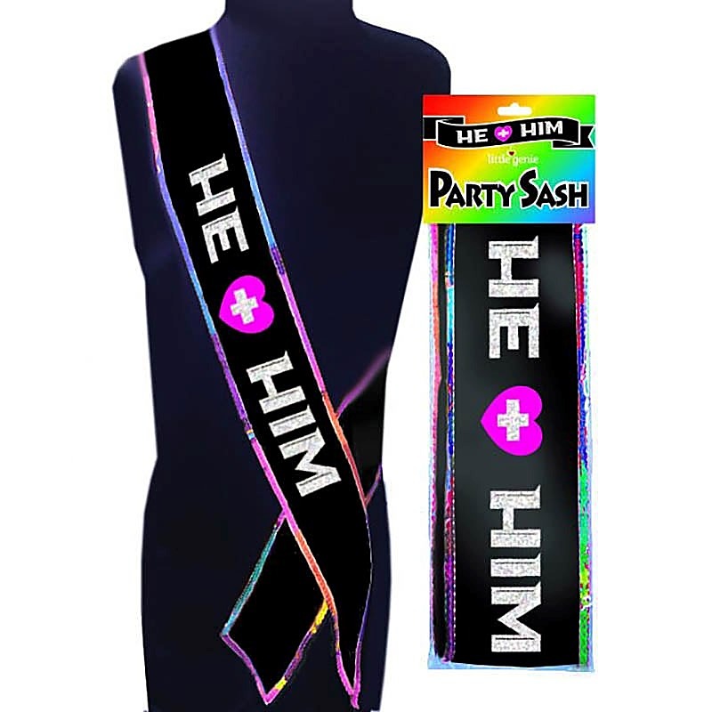 He + Him Party Sash by Little Genie - Sex Games, Coupons and Tricks
