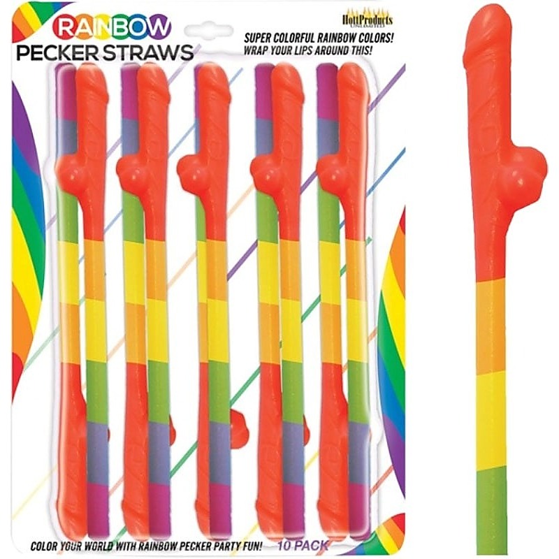 Premium Rainbow Pecker Straws by Hott Products - Bachelorette and Bucks