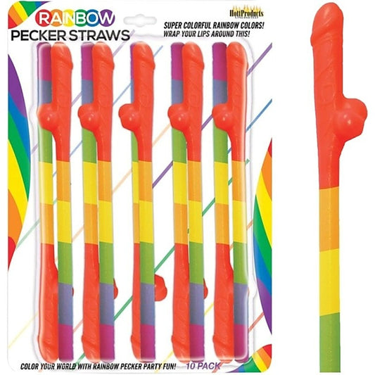 Rainbow Pecker Straws (10 Pack) - Bachelorette and Bucks
