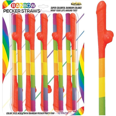 Premium Rainbow Pecker Straws by Hott Products - Bachelorette and Bucks