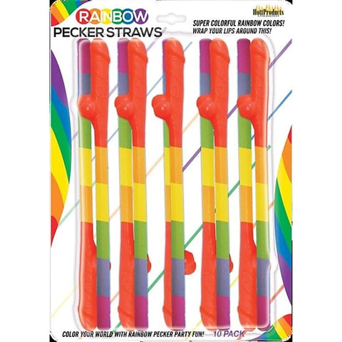 Premium Rainbow Pecker Straws by Hott Products - Bachelorette and Bucks