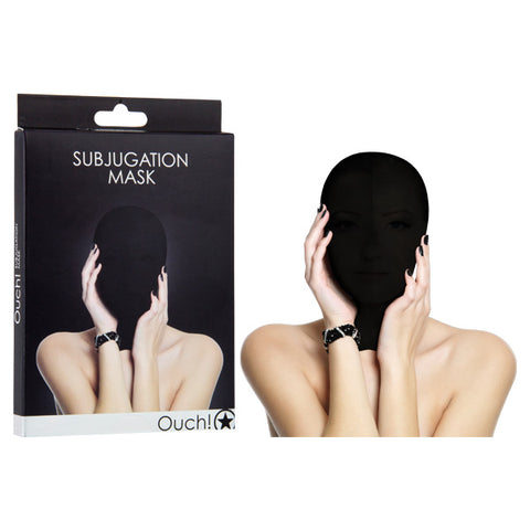 Shots Toys Ouch Subjugation Bondage Hood Mask Black - Bondage Hoods