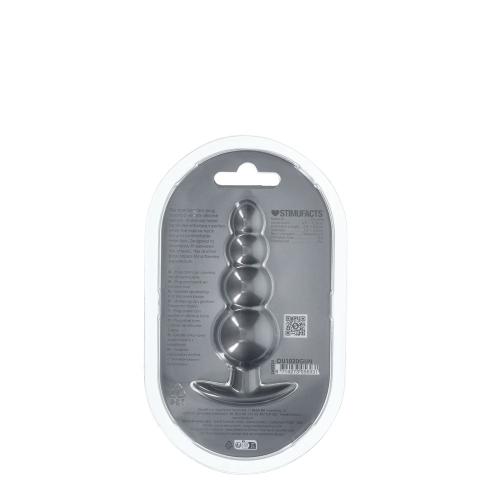 Shots OUCH! 11.7 cm Beaded Metallic Silicone Anal Plug Butt Plugs