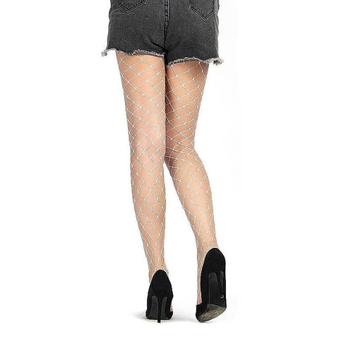 White Long Sheer Wide Fence Net Pantyhose by OH Yeah - Hosiery