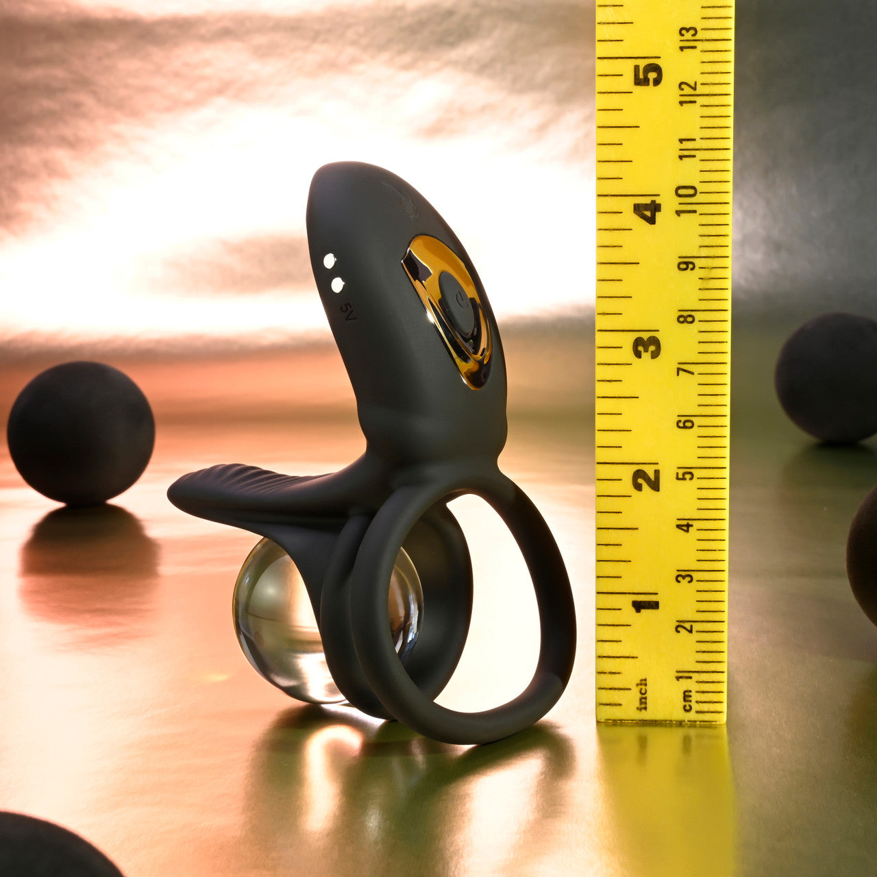 Playboy Pleasure JUST RIGHT Vibrating Cock Ring Black Vibrating Cock Rings