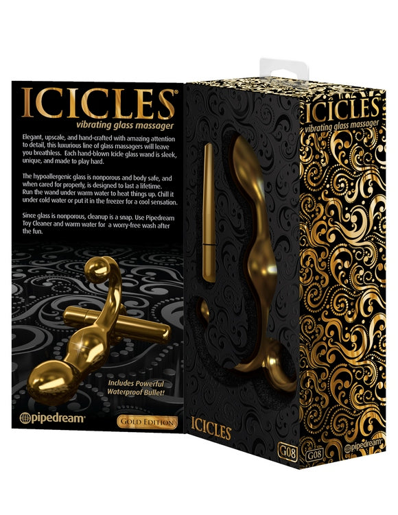 Pipedream Icicles Gold Edition G08 Prostate Play Massager Glass Sex Toys