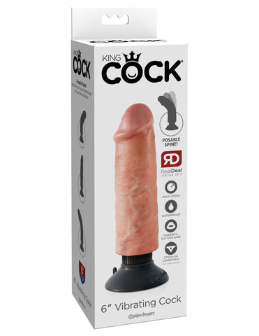 King Cock Vibrating Realistic and Waterproof Dildo Flesh - Vibrating Dildos