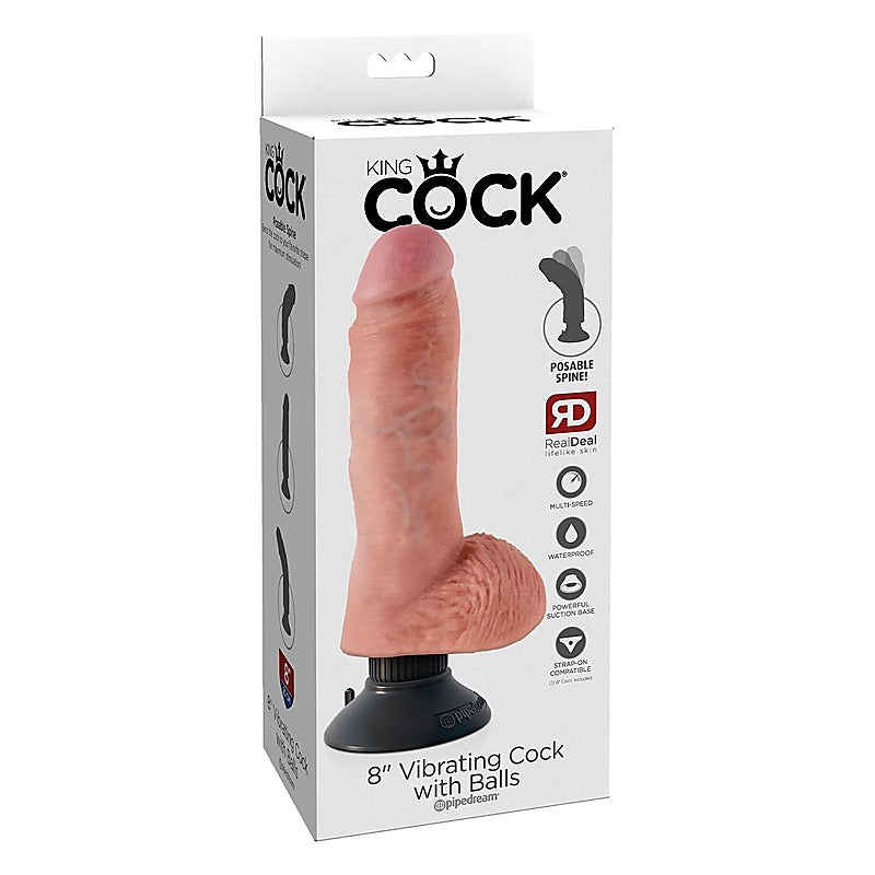 King Cock Multi Functions Realistic Cock with Balls - Vibrating Dildos