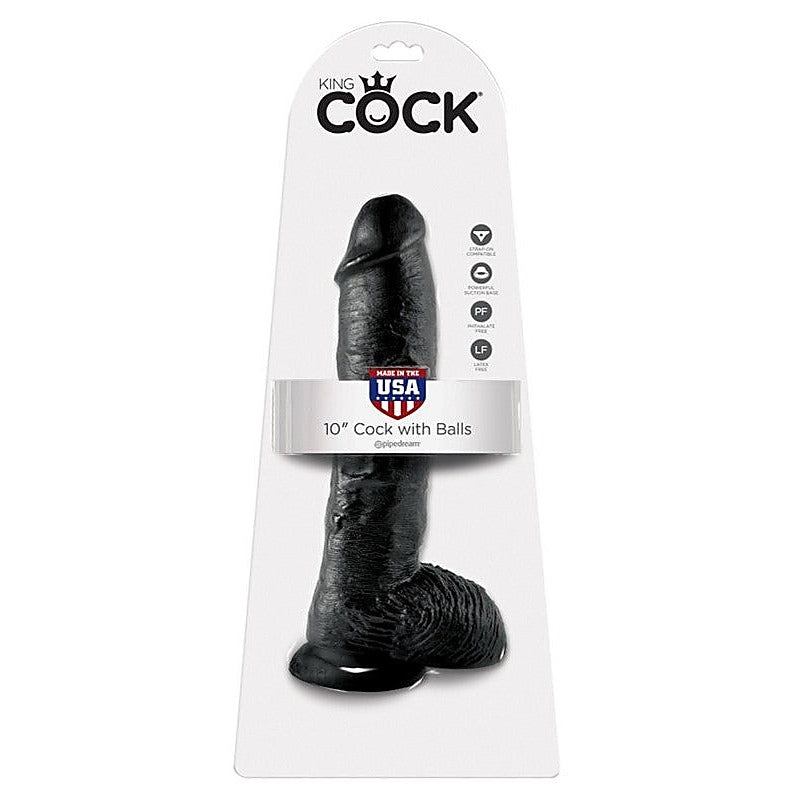 King Cock 10 Inch Suction Cup Realistic Cock with Balls - Realistic Dildos