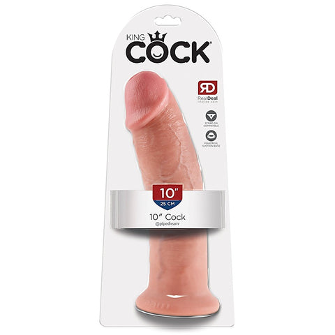 King Cock 10 Inch Suction Cup Realistic Cock with Balls - Realistic Dildos