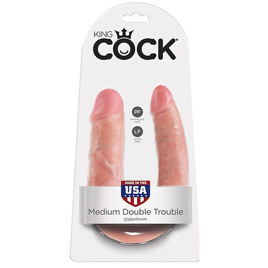King Cock U Shaped Double Trouble Realistic Dildo Flesh
