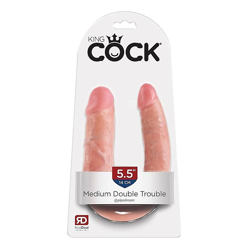 King Cock U Shaped Double Trouble Flesh - Double Ender