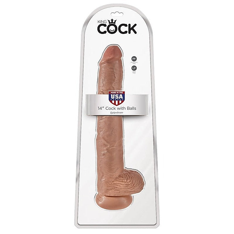 King Cock 14 Inch Realistic Cock with Balls - Realistic Dildos