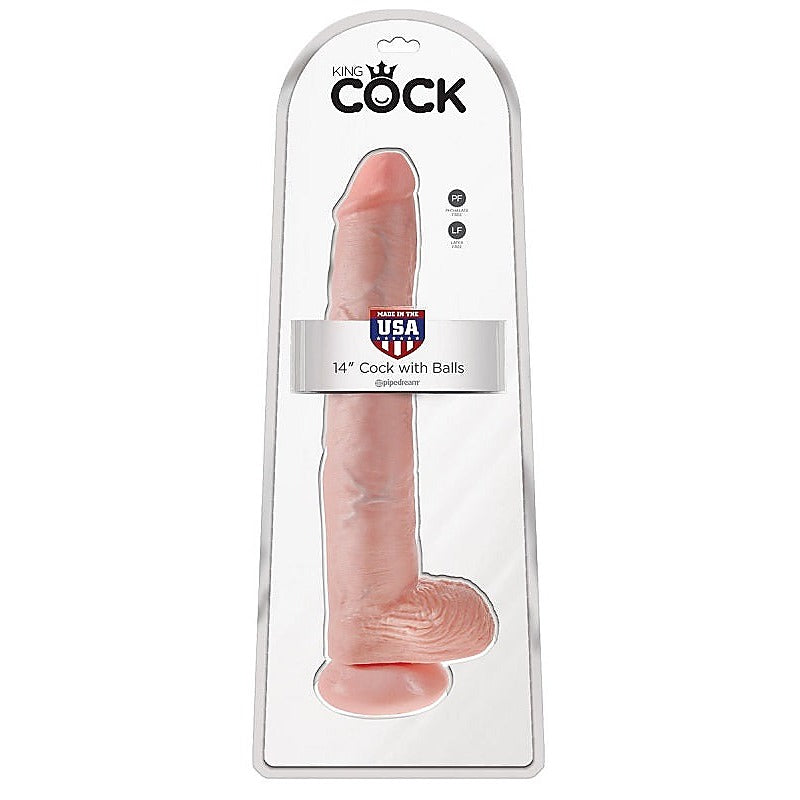 King Cock 14 Inch Realistic Cock with Balls - Realistic Dildos