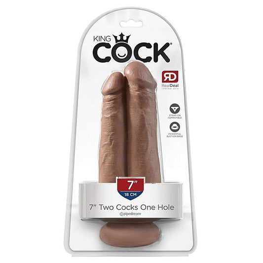 King Cock Two Cocks One Hole Brown - Double Ender