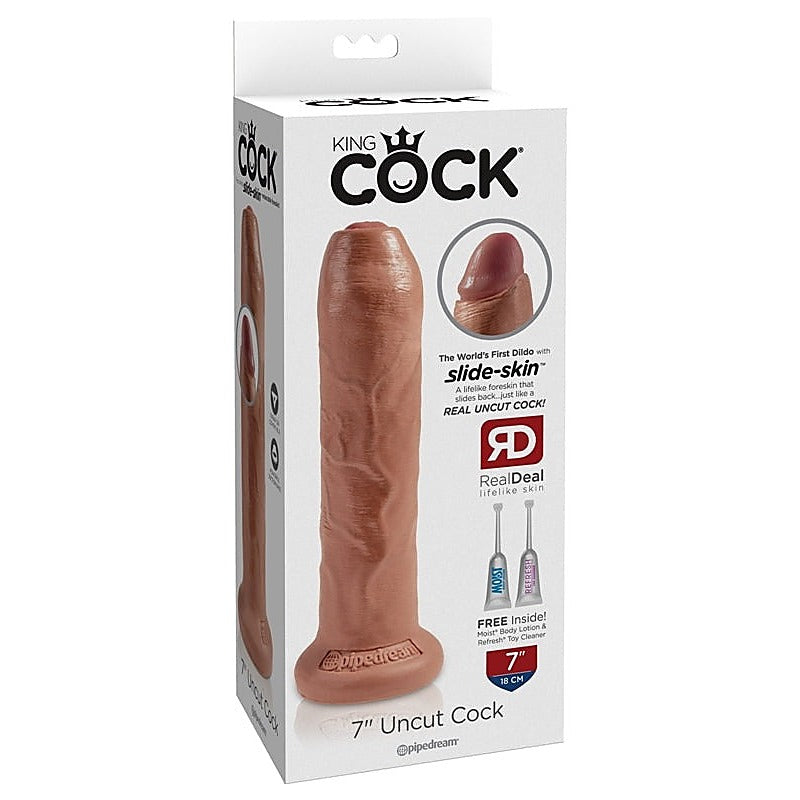 King Cock Uncut Lifelike with Foreskin Realistic Dildo - Realistic Dildos