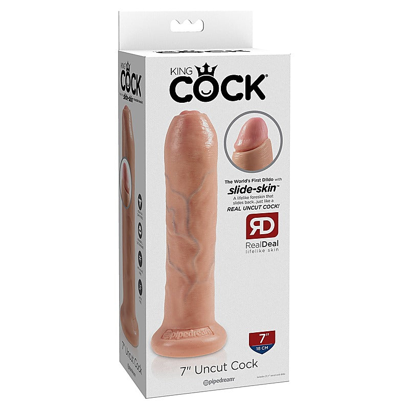 King Cock Uncut Lifelike with Foreskin Realistic Dildo - Realistic Dildos