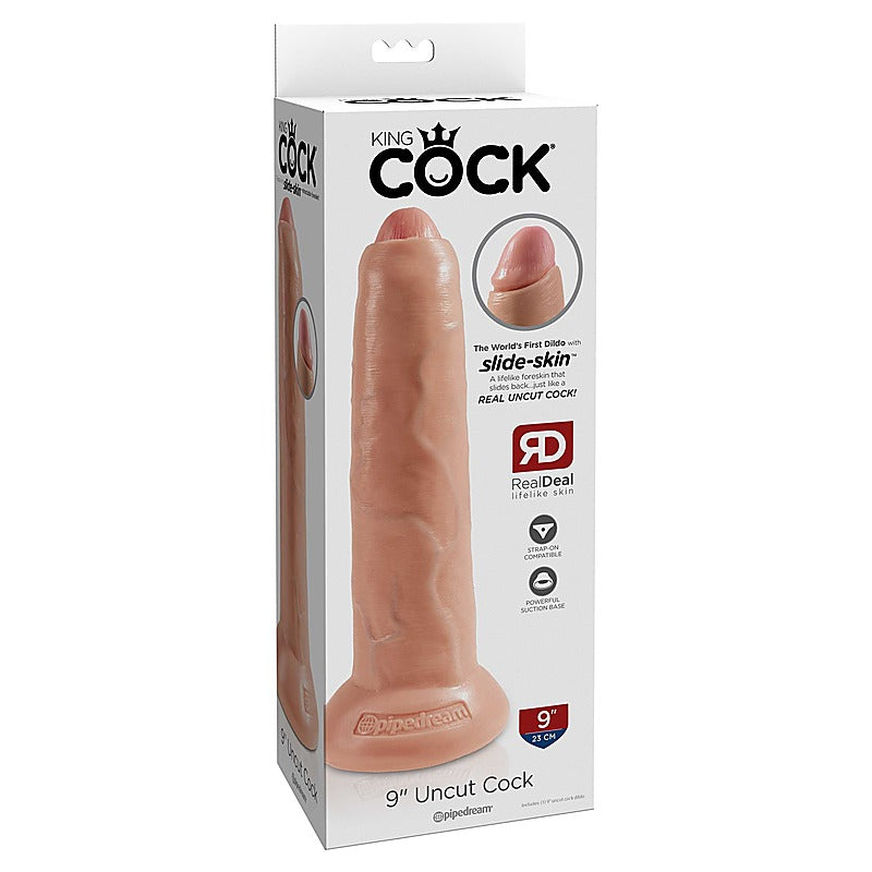 King Cock Uncut Lifelike with Foreskin Realistic Dildo - Realistic Dildos
