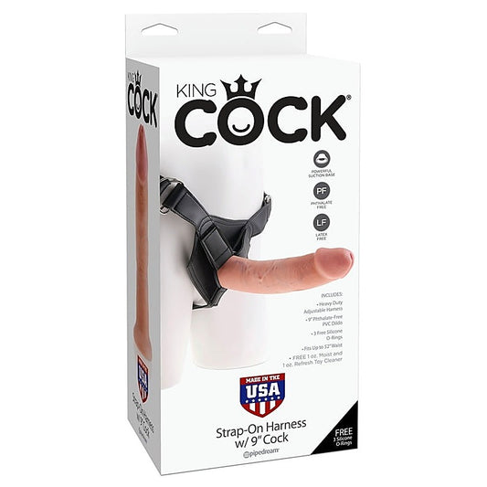 King Cock Strap-On Harness with 9 inch Realistic Cock