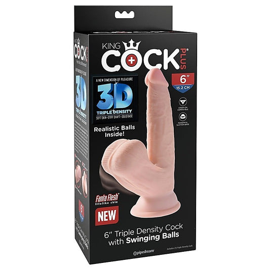King Cock Plus Triple Density Cock with Swinging Balls Flesh