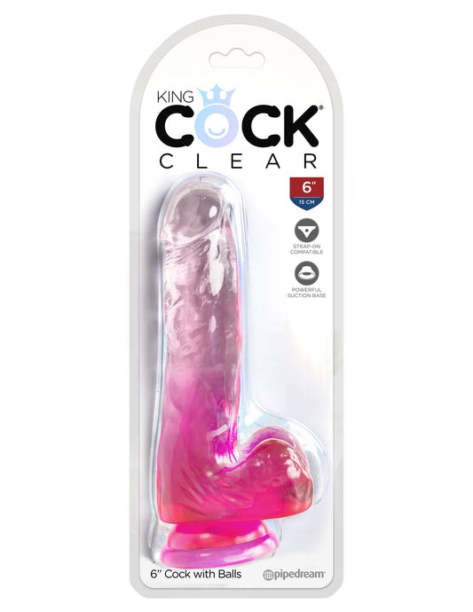 King Cock Clear 6 Inch Lifelike Realistic Dildo with Balls - Realistic Dildos