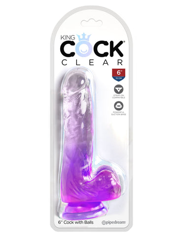 King Cock Clear 6 Inch Lifelike Realistic Dildo with Balls - Realistic Dildos