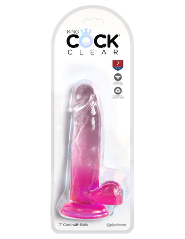 King Cock Clear 7 inch Realistic Cock with Balls - Realistic Dildos